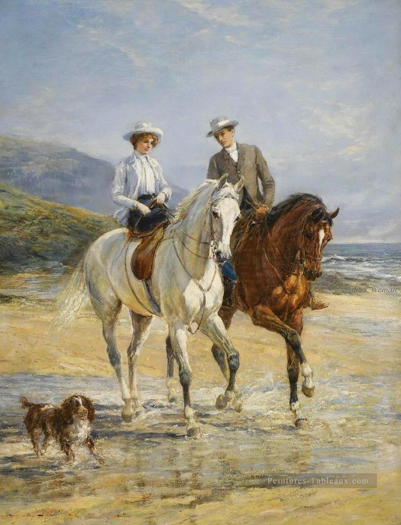 Réunion de couple par l’équitation de stile Heywood Hardy Peintures à l'huile